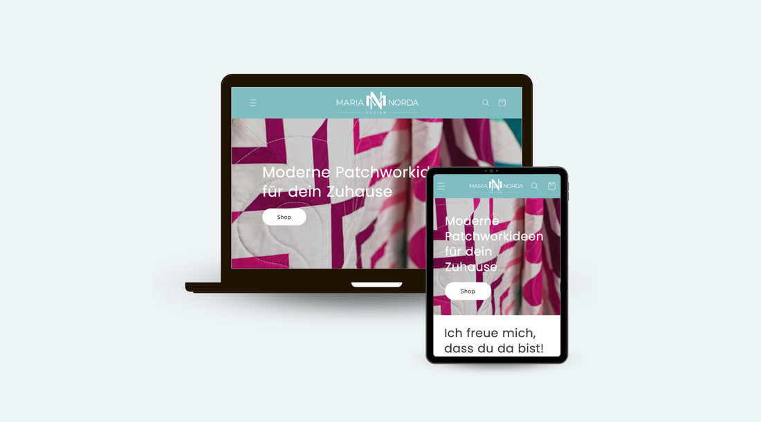 Darstellung der neuen Website von Maria Norda Design auf einem Laptop und einem Tablet